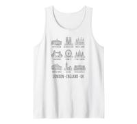 Sites de Londres, Angleterre, Black Line Art Débardeur