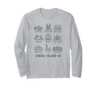Sites de Londres, Angleterre, Black Line Art Manche Longue