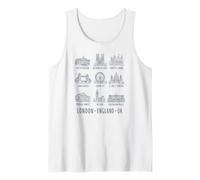 Sites de Londres, Angleterre, Navy Line Art Débardeur