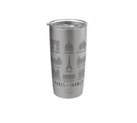 Sites de Paris, France, Black Line Art Gobelet isotherme en acier inoxydable double paroi