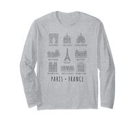 Sites de Paris, France, Black Line Art Manche Longue