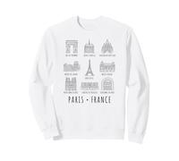 Sites de Paris, France, Black Line Art Sweatshirt