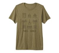 Sites de Paris, France, Black Line Art T-Shirt Haut de Gamme