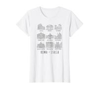 Sites de Rome, Italie, Impression Noire T-Shirt Graphique avec Valeur