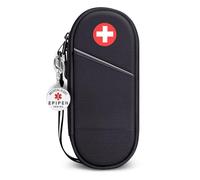 SITHON Sac à Médicaments avec EPIPEN Inside Étiquette d'alerte, Vide Trousse à Pharmacie Organisateur de médicaments Isotherme Portable pour 2 EpiPen pour Voyage l'extérieur (Noir)