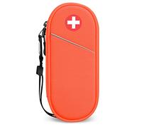 SITHON Sac à Médicaments Vide - Trousse à Pharmacie Organisateur de médicaments Isotherme portable pour 2 EpiPen, Auvi Q, Spray Nasal, allergie Meds, L'asthme Inhaler pour Voyage l'extérieur, (Orange)