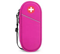 SITHON Sac à Médicaments Vide - Trousse à Pharmacie Organisateur de médicaments Isotherme portable pour 2 EpiPen, Auvi Q, Spray Nasal, allergie Meds, L'asthme Inhaler pour Voyage l'extérieur, Magenta