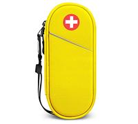 SITHON Sac à Médicaments Vide - Trousse à Pharmacie Organisateur de médicaments Isotherme Portable pour 2 EpiPen, Auvi Q, Spray Nasal, allergie Meds, L'asthme Inhaler pour Voyage l'extérieur, (Jaune)