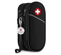 SITHON Sac de Médecine Portable avec EPIPEN Inside Étiquette d'alerte, Étui de Transport Epipen à Double Couche, Trousse de médicaments Isotherme pour 2 EpiPen, Sac à Médicaments Vide (Noir)