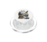 Sitka Alaska Nature Scene Bear Eagle & Fishing Boat PopSockets PopGrip pour MagSafe