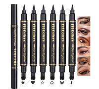 Sitovely 6PCS Coffret de Crayons Eye Liner Liquide à deux têtes, Liquid Eyeliner Stamp Pencil, Stylo Eyeliner Noir ailé pour Femme, Pochoirs Eyeliner Maquillage Tatouage Longue tenue (B, M)
