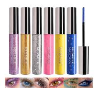 Sitovely 6PCS Mascara Coloré Pailleté pour Cils, Glitter Colored Mascara for Eyelashes, Mascara étanche Diamant étincelant, Mascara allongeant et recourbant/bleu/violet/jaune/argenté/rouge