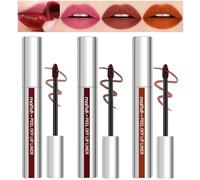 Sitovely Lot de 3 crayons à lèvres Peel Off - Marron mat - Longue durée - Tatouage hautement pigmenté - Taille C, M
