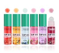 Sitovely Lot de 6 gloss à lèvres Roll-On - Huile de brillant à lèvres au goût fruité - Huile de gloss à lèvres hydratante - Pour femme - Transparent - Repulpant - Huile à lèvres douce Jelly