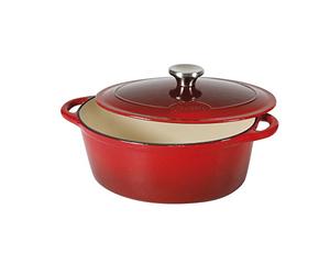 Sitram 710839 Cocotte 4 L Fonte d'acier émaillée Forme ovale,Rouge/Crème,27 x 21 x 11.5 cm