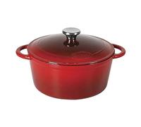 Sitram 710842 Cocotte Tradifonte ronde en fonte d'acier émaillée 2,5 Litres Ø21 cm - Extérieur rouge, intérieur blanc - bouchon en inox - toutes sources de chaleur y compris induction et four
