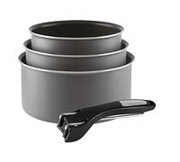 Sitram 710876 Lot de 3 Casseroles Coloris Taupe Ø 16/18/20 cm Revêtement intérieur anti-adhésif sans PFOA + manche amovible - Tous feux dont induction