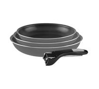 Sitram 710878 Lot de 3 Poêles Coloris Taupe Ø 20/24/28 cm Revêtement intérieur Anti-adhésif sans PFOA + Pince Amovible - Tous Feux Dont Induction