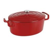 Sitram COCOTTE ovale en fonte émaillée grande capacité 6,5 litres - Extérieur rouge brillant, intérieur noir mat - toutes sources de chaleur y compris induction et four - 711088