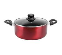 Sitram 712390 Faitout en Aluminium pressé CHERRY Ø 24 cm - Revêtement anti-adhésif - Coloris Rouge métallisé - Couvercle Vapeur en Verre inclus - Tous feux dont induction