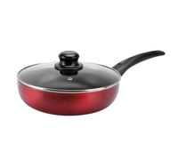 Sitram 712391 Sauteuse en Aluminium pressé CHERRY Ø 24 cm H. 6,5 cm - Revêtement anti-adhésif - Coloris Rouge métallisé - Couvercle en vapeur en Verre inclus - Tous feux dont induction