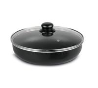 Sitram 712771 Sauteuse Aluminium pressé noir FAMILY Ø 26 cm H 6.5 cm + Couvercle vapeur en verre, Revêtement anti-adhésif sans PFOA, compatible manche SITRAMOVIBLE - Tous feux dont induction