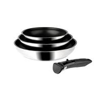 SITRAM - 713510 - Lot 3 poêles sitramovible Arpège en inox - revêtement anti-adhérent Ø20+24+28cm - Tous feux DONT induction, Noir,argent, Acier Inoxydable