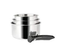 Sitram 713511 SITRAM-713511-Lot 3 casseroles 16+18+20cm Sitramovible Arpège en INOX, poignée Amovible-Tous Feux Dont Induction, Argent