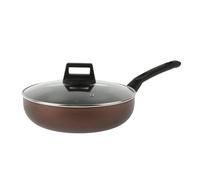 Sitram 713652 Sauteuse Aluminium Pressé EBENE Marron Ø26, H7 cm - Revêtement anti-adhésif Whitford Xylan sans PFOA, Manche thermorésistant soft touch, Couvercle Vapeur Verre - Tous feux dont induction