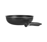 Sitram 713777 Wok Induction Ø28 cm - Wok Sauteuse Aluminium Antiadhésif sans PFOA - Manche Amovible Sitramovible - Tous Feux dont Induction - Cuisine Asiatique et Sautés