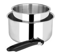 Sitram 715071 Lot de 2 Casseroles Inox Ø 16-20 cm Gamme ARPEGE - Revêtement intérieur anti-adhésif sans PFOA + manche amovible - Tous feux dont induction