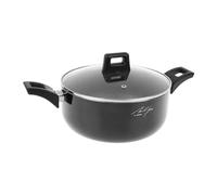 Sitram 715402 Faitout Aluminium pressé Ø24cm H10,5cm - Revêtement intérieur anti-adhésif sans PFOA - Coloris Noir - Couvercle Vapeur en Verre - Tout feux dont induction