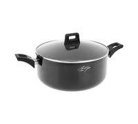 Sitram 715403 Faitout Aluminium pressé Ø28cm H12,5cm - Revêtement intérieur anti-adhésif sans PFOA - Coloris Noir - Couvercle Vapeur en Verre - Tout feux dont induction