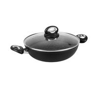 Sitram 716907 Sautoir GRANITE Ø 26 cm en aluminium forgé revêtement noir anti-adhérent sans PFOA - Intérieur effet pierre - couvercle en verre - tous feux dont induction
