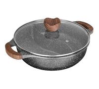 Sitram 716948 Sauteuse 2 compartiments Ø28 cm fonte d'aluminium anti-adhésive effet pierre sans PFOA, induction