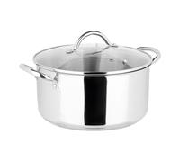 Sitram 717095 Faitout Endurance Ø24cm 100% Acier Inoxydable avec couvercle en Verre - fond triple épaisseur - Intérieur sans revêtement nocif - Tous feux dont induction