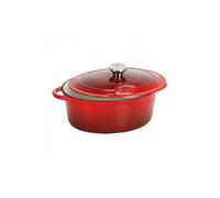 SITRASLOW - Casserole avec couverture - 27 x 21 cm - 4 L - ovale - rouge avec intérieur blanc