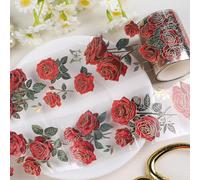 Sitsink Fournitures de scrapbooking en forme de rose - Fournitures de journal intime rouge vintage, ruban de rapbooking floral, artisanat décoratif