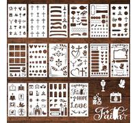 Sitsink Lot de 16 pochoirs chrétiens pour journal, journal intime, scrapbooking, décoration de carnet, planificateur, bullet journal, pochoir décoratif en plastique pour agenda