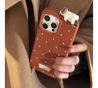 Sitthyw Compatible avec Coque iPhone 13 Étui en Silicone Chat 3D Souple Housse à Point de Vague Aesthetic Mode pour Femme Fille Stéréoscopique Kitty Design Antichoc Protection Cover, Marron
