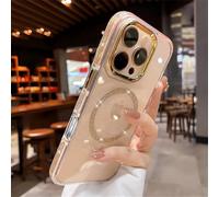 Sitthyw Coque à Paillettes iPhone 11 Pro Max Magnétique Transparente Glitter Case [Compatible avec MagSafe] Bling Sparkle TPU Cadre Housse de Protection Anti-Scrat et Antichoc Rigide Arrière, Or