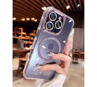 Sitthyw Coque à Paillettes iPhone 13 Pro Max Magnétique Transparente Glitter Case [Compatible avec MagSafe] Bling Sparkle TPU Cadre Housse de Protection Anti-Scrat et Antichoc Rigide Arrière, Violet