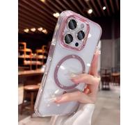 Sitthyw Coque à Paillettes iPhone 17 Pro Max Magnétique Transparente Glitter Case [Compatible avec MagSafe] Bling Sparkle TPU Cadre Housse de Protection Anti-Scrat et Antichoc Rigide Arrière, Rose