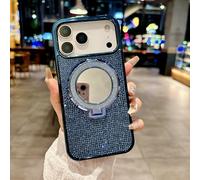 Sitthyw Coque iPhone 17 à Paillettes Glitter Diamant Étui de Support Luxe Miroir Housse Bling Strass Brillant Antichoc Protection Case Anti-Rayures Bumper Cover pour Mignon Femmes Filles, Bleu