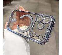 Sitthyw Coque iPhone 17 Magnétique Transparente Coque à Paillettes Compatible avec MagSafe, Bling Luxe Diamant Glitter Housse Souple TPU Anti-Rayures et Antichoc Camera Protection Case, Bleu