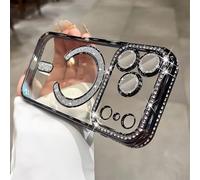 Sitthyw Coque iPhone 17 Magnétique Transparente Coque à Paillettes Compatible avec MagSafe, Bling Luxe Diamant Glitter Housse Souple TPU Anti-Rayures et Antichoc Camera Protection Case, Noir