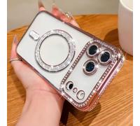 Sitthyw Coque iPhone 17 Magnétique Transparente Coque à Paillettes Compatible avec MagSafe, Bling Luxe Diamant Glitter Housse Souple TPU Anti-Rayures et Antichoc Camera Protection Case, Rose