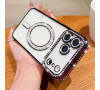 Sitthyw Coque iPhone 17 Pro Magnétique Transparente Coque à Paillettes Compatible avec MagSafe, Luxe Diamant Glitter Housse Souple TPU Anti-Rayures et Antichoc Camera Protection Case, Violet