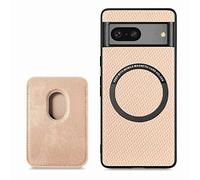 Sitthyw Coque pour Google Pixel 6 Pro Coque Ultra Mince Cuir Housse Compatible MagSafe avec Fente Carte (Amovible) Étui de Protection Magnétique Antichoc Case Anti Rayures TPU Bumper Cover, Amande