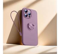 Sitthyw Coque pour iPhone 17 en Silicone Mat avec Anneau Support à 360° & Dragonne Amovible Housse Support Magnétique De Voiture, Souple Microfibre en intérieure Antichoc Case, Violet